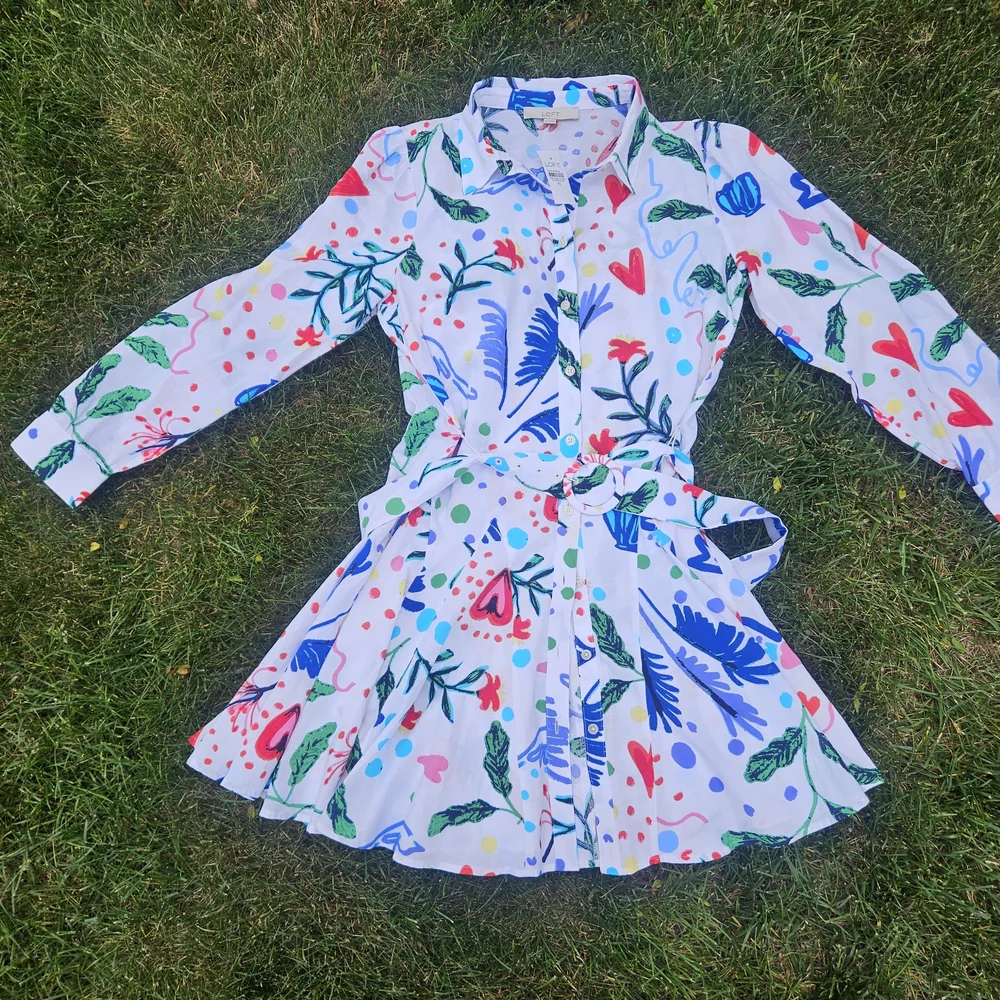 LOFT Multicolor Floral Long Sleeve Dress - Picture 1 of 10